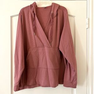 Old Navy Dusty Pink V Neck Hoodie Sweatshirt XXL